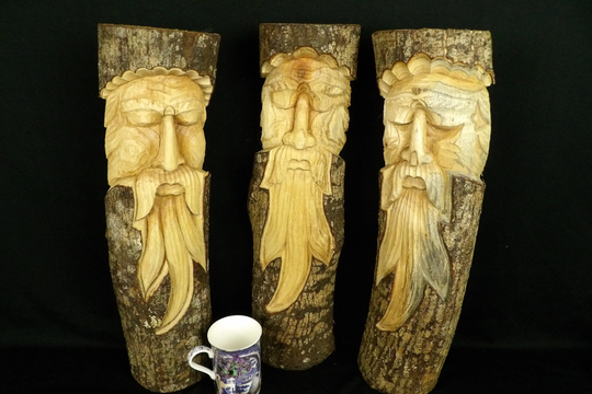 Old Man in A Tree Hand Carved Trunk Hanging Decoration 50cm Indoor Or Outdoor Decorative Carving. Great Gift Idea. Green Druid UK
