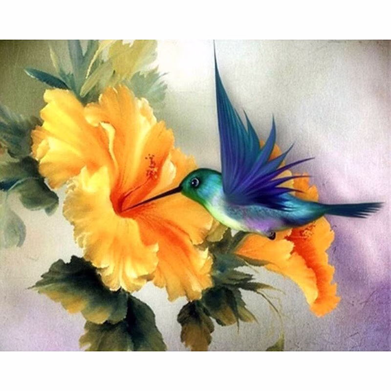 Blue Hummingbird Diy Diamond Painting Kits For Adults Kids Tropical Birds Paint By Diamonds Art Full Square Or Round Drill Cross Stitch Gift