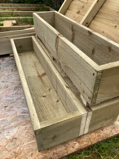 Rustic Tanalised Wooden Patio Planter Window Box Timber Trough Garden Flower Tub Handmade
