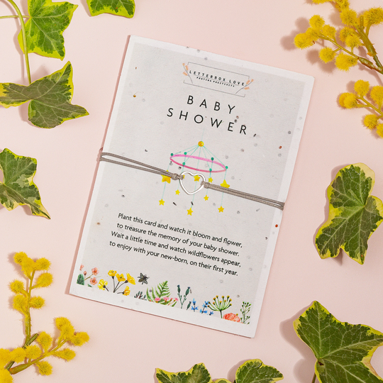 Baby Shower Gift | Seeded Card & Wish Bracelet Gift For Expecting Mum Eco Friendly Card