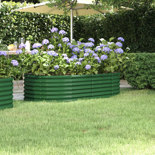Asupermall - Garden Planter Powder-coated Steel 152x80x36 cm Green