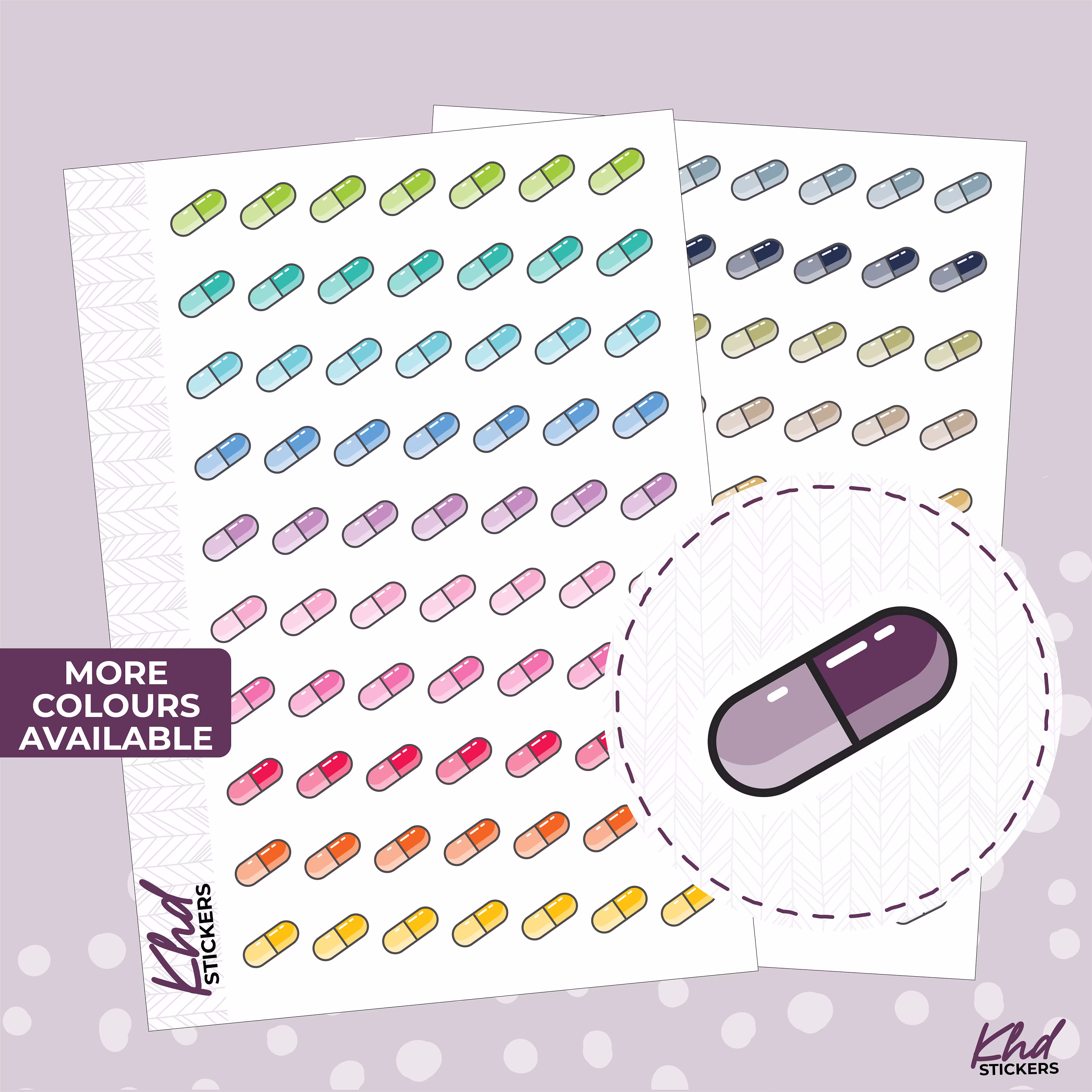 Medicine Capsule Stickers, Planner Removable