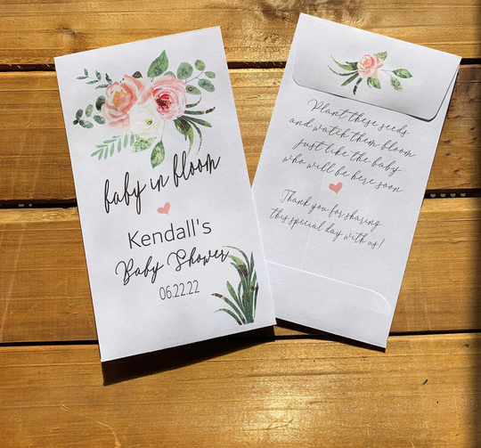 Baby in Bloom Seed Packet Favors, Pink Flowers For Baby Girl Shower Favor, With Or Without Wildflower Seeds | Set Of 15 Sp20076
