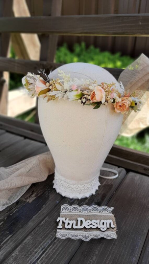 Dried Flower Crown, Pink Mommy & Me Crowns, Floral Crown-Boho Blush Boho Crown