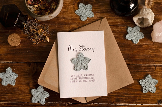 Forget Me Not Seed Plantable Teacher End Of Term Card, Thank You For Helping Grow, Teacher, Nursery, Ta, Child Minder