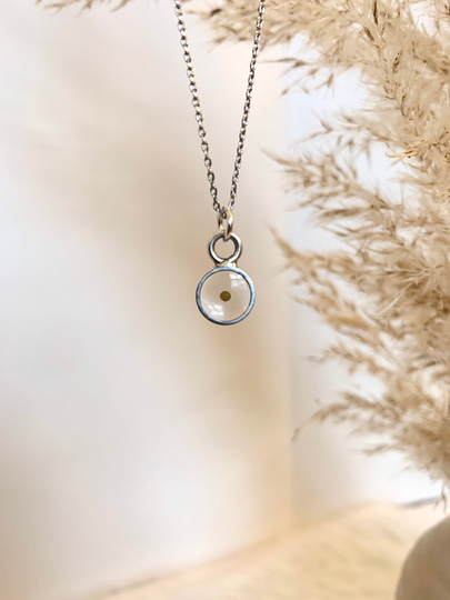 Custom Made Mustard Seed Necklace - Silver Mini Circle Pendant