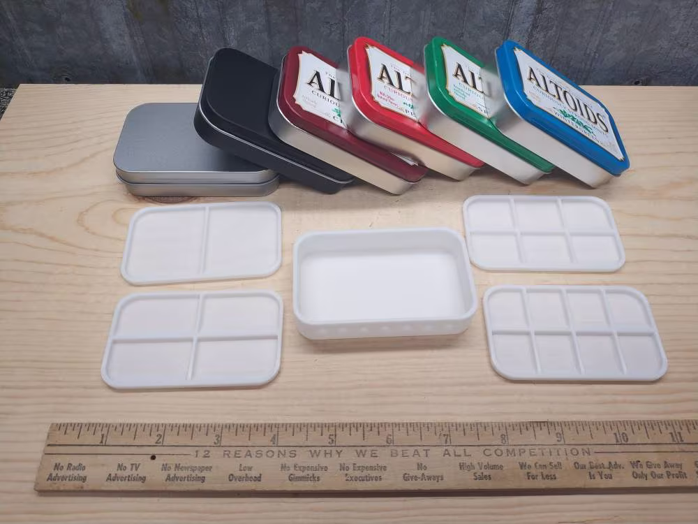 Seven Star Altoids Tin 4 Level Ultra Thin Modular Nesting Quad Tray Insert Organizer Art Palette Bugout Pill Box With 20 Slot Openings