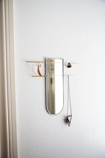 Arched Stained Glass Mirror Jewelry Hanging Organizer - Wall