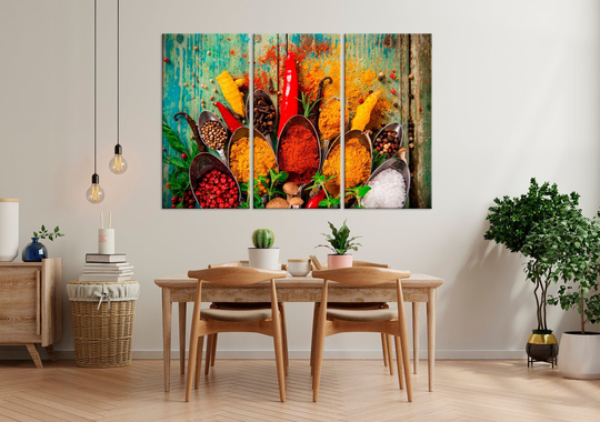 Kitchen Wall Decor Herbs & Spices Canvas Print Dining Room Art Rustic Spices Large