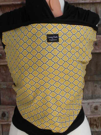 Baby Sling Wrap Carrier-Organic Cotton Wrap-Gray Lattice On Black-Dvd One Size Fits All