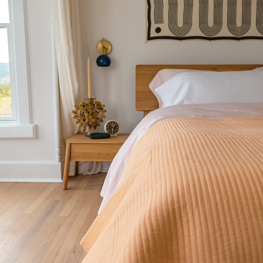 The Organic Hand Block Printed Duvet Cover in Bubble Gum