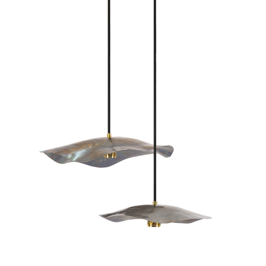 Organic Shaped Brass Pendant Lamp, Natural Antique Colour, By Tisja