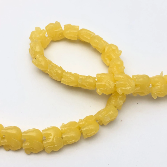 10Pcs 11x14mm Yellow Resin Coral Powder Elephant Beads , Elephant Charms, Yoga