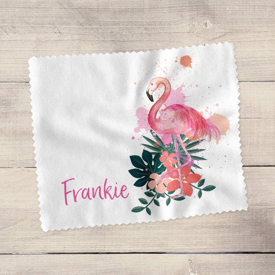 Personalised Flamingo And Hibiscus Flower Glasses Cloth