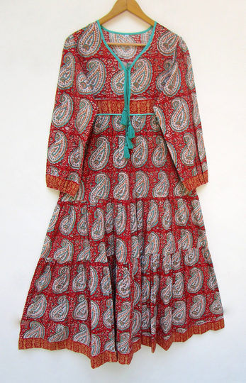 Ethnic Wear Summer Beach Season Maxi Dress - V Neckline With Tassel Bohemian Long Sleeve Traditional