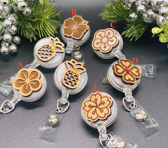 Wood, Mixed Styles ID Badge Holder
