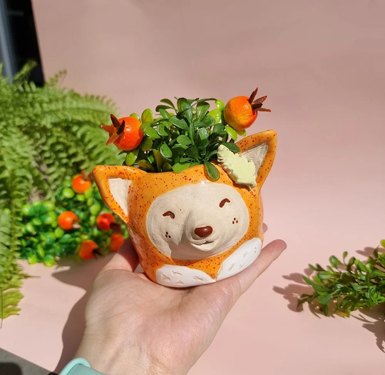 Fox Handmade Ceramic Flower Pot Cover - Custom