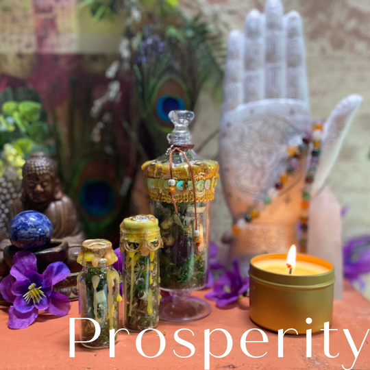 Prosperity-Wealth | Blessed Intention Bottle Spell Jar Cleansed Herbs & Crystals Manifestation