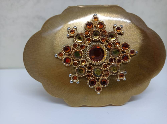 Bolero Gold Bejewelled Powder Compact. Opulent Design By Kigu Of London 1950's. Collector's Book Piece. Ideal Gift For Her