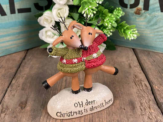 Dancing Reindeer Figurines Deer Stag in Jumpers Ornament Sculpture Christmas Seasonal Decorations