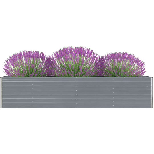 Topdeal - Garden Planter Galvanised Steel 320x80x45 cm Grey VDTD30199
