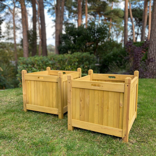 Square Wooden Garden Planters | Set Of 2
