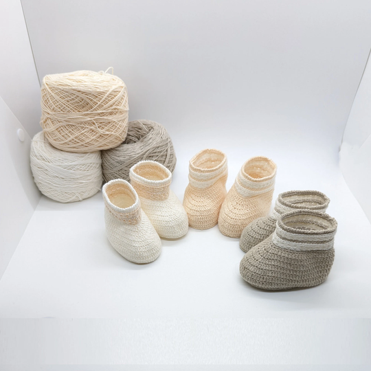 100% Organic Cotton Crochet Baby Booties 3 Colors