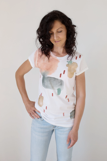 Illustrated T-Shirt, Organic Cotton Earthy Tones Ethically Made T-Shirt - Earthy Cloud T-Shirt