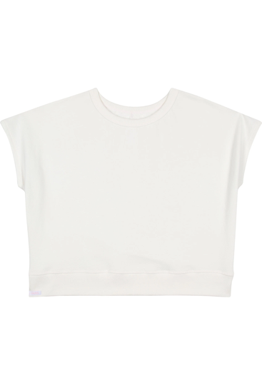 80's Retro French Terry Crop Top - Organic Cotton Natural/Rosewater Pink | Made in California