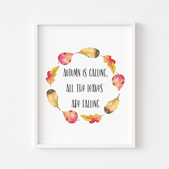 Autumn Print Leaves Are Falling Wreath Unframed Print|Autumnal Prints|Autumn Decor|Seasonal Prints|Wall Art|Poster Prints|Art
