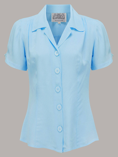 Grace Blouse in Powder Blue By The Seamstress Of Bloomsbury | Authentic Vintage 1940's Style