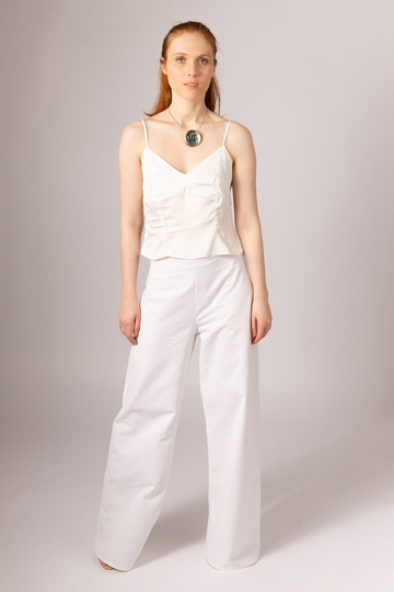 White Bridal Trousers | Wide Leg Organic Cotton City Hall Wedding Laid Back Choose Your Length