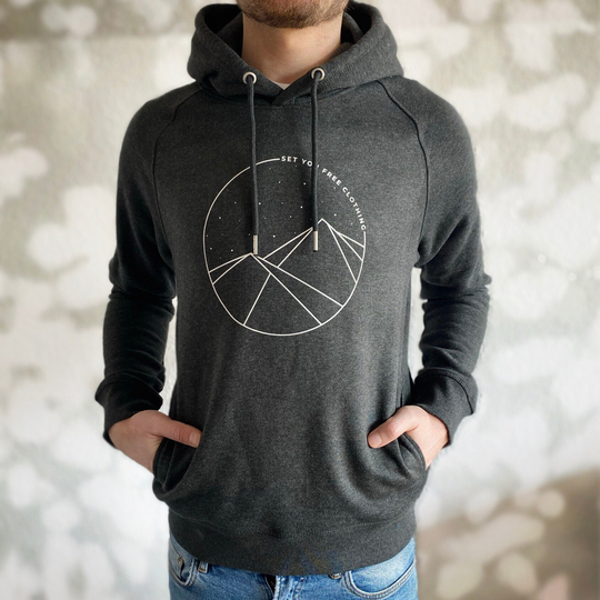 Unisex Organic Hoodie Sweatshirt Vegan Heather Grey "Circle