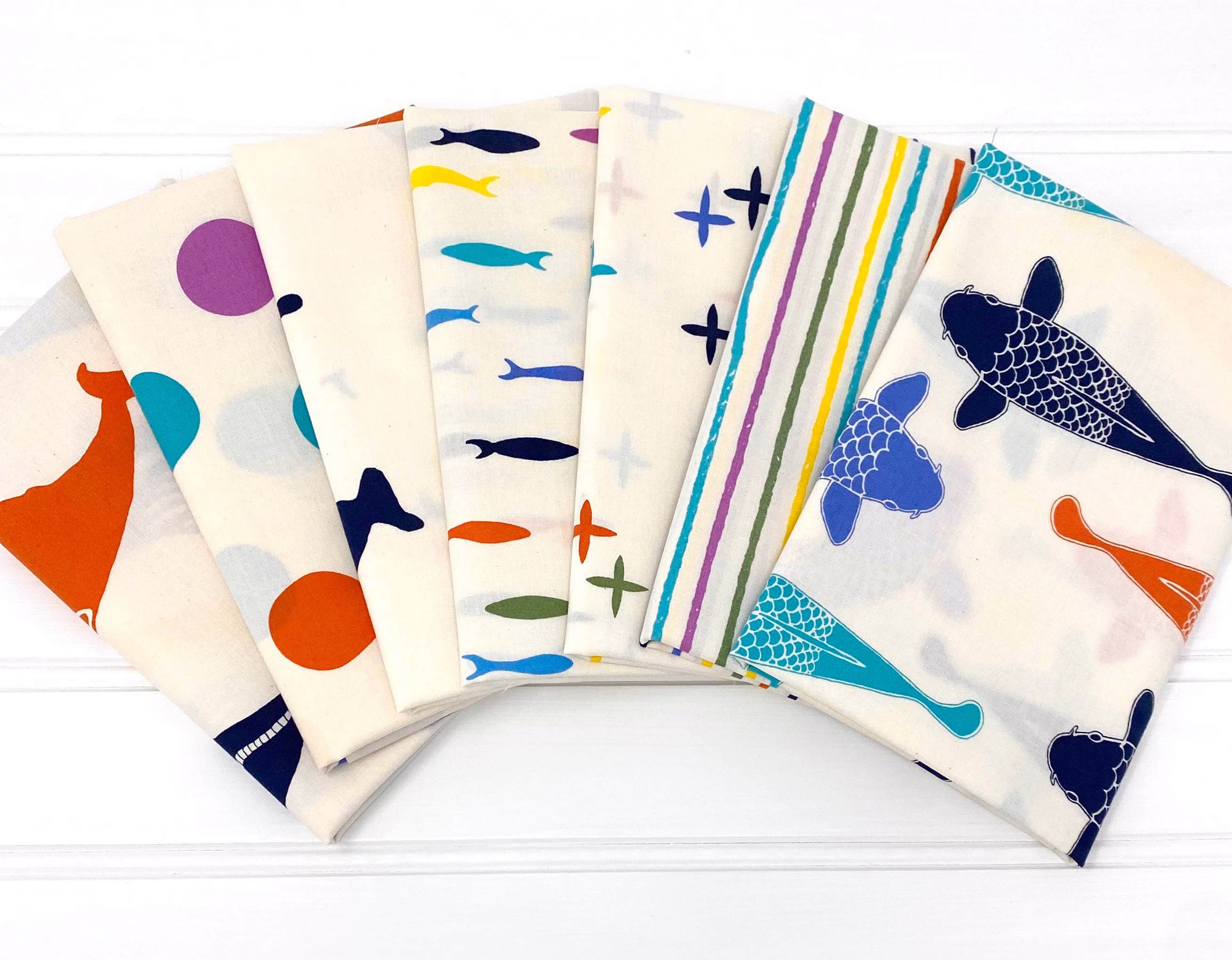 Organic Fat Quarter/Half Yard Bundle/Just For Fun/Jaycyn Designs/Birch Fabrics/7 Prints/Organic Poplin/Quilting Weight Cotton