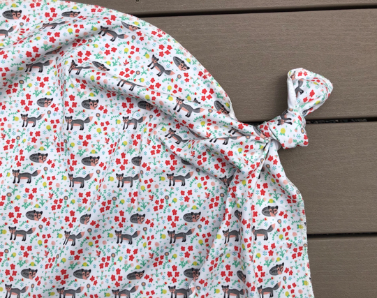 Organic Wildflower Grey Fox Swaddle // Newborn Stretchy Knit Blanket Coming Home Nursery// Hospital Essentials