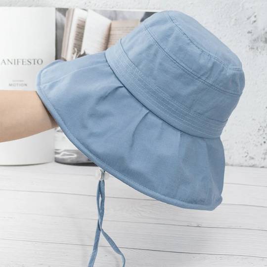 5Color Four Season Pleated Lace Bucket Hat For Everyday, Uv Natural Sun Protection, Wind Rope Cap 2021369