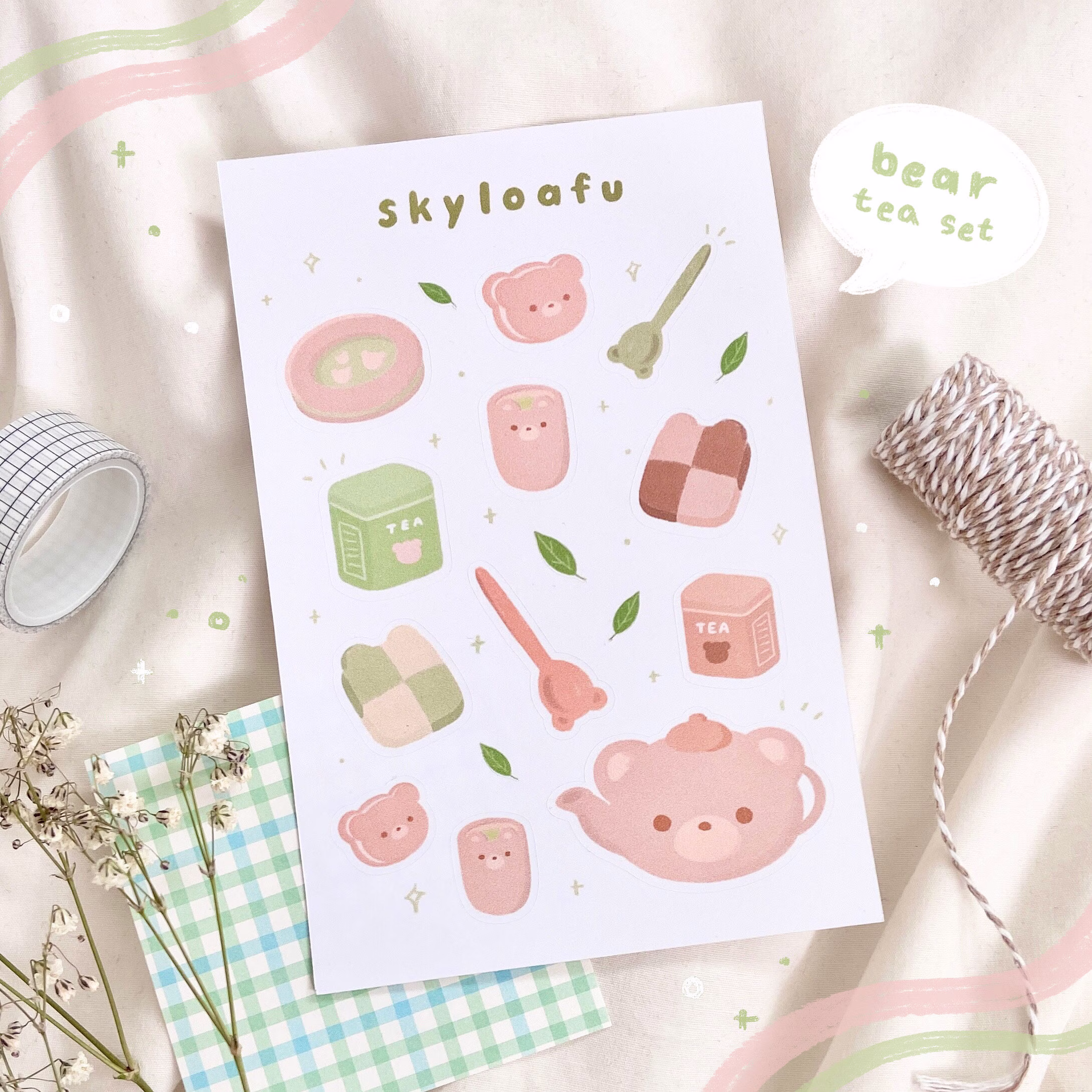 Bear Tea Set Sticker Sheet