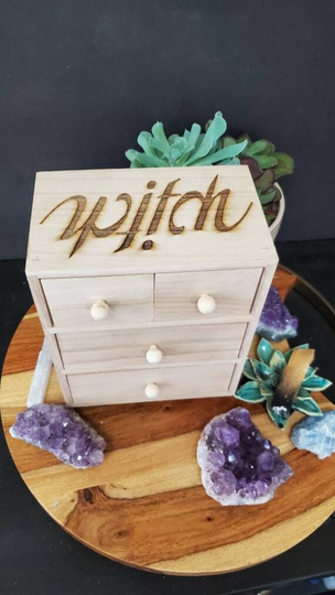 Witch & The 5 Elements Altar & Apothecary Box. Unique Wiccan, High Priestess Gift