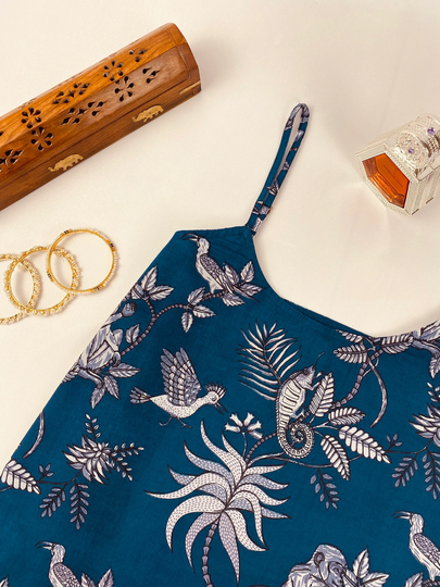 Cotton Cami Set, Organic Pjs, Block Print, 100% Pyjamas UK, Womans Pjs UK, Summer Strap, Clothes UK