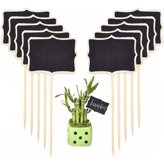 20pcs Wooden Plant Tags, Mini Chalkboard Plant Tags for Indoor Plants Vegetable Garden Balcony Herb Garden Decor (6*18cm)