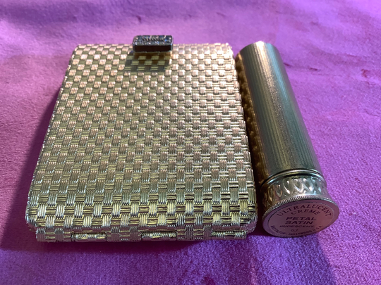 Max Factor Golden Weave Petit - Purse Lipstick Powder Compact