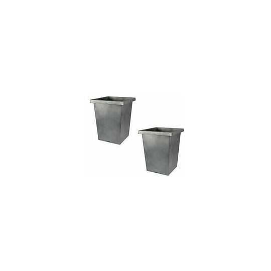 28CM tall square plastic silver plant pot planters garden indoor outdoor flower