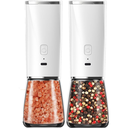 Fvbjd - Electric Salt and Pepper Grinder Set - Pack of 2-Automatic Rechargeable Mills-Adjustable Ceramic Grind Upgrade Charging White [2 Packs]