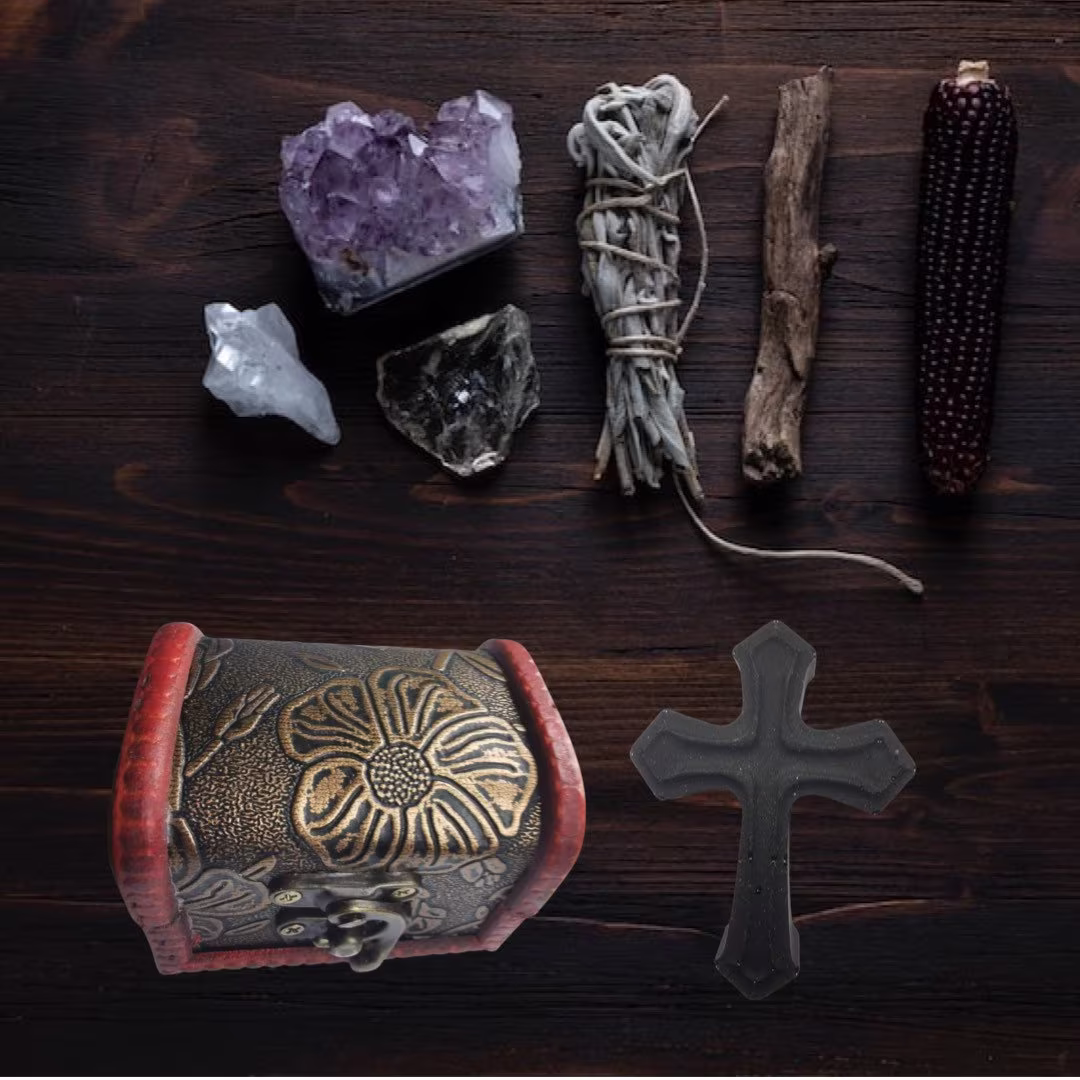 Witches Black Salt Protection Cross Talisman, Black Salt, Protection, Cross, Gift Idea, Altarpiece, Altar, Witch