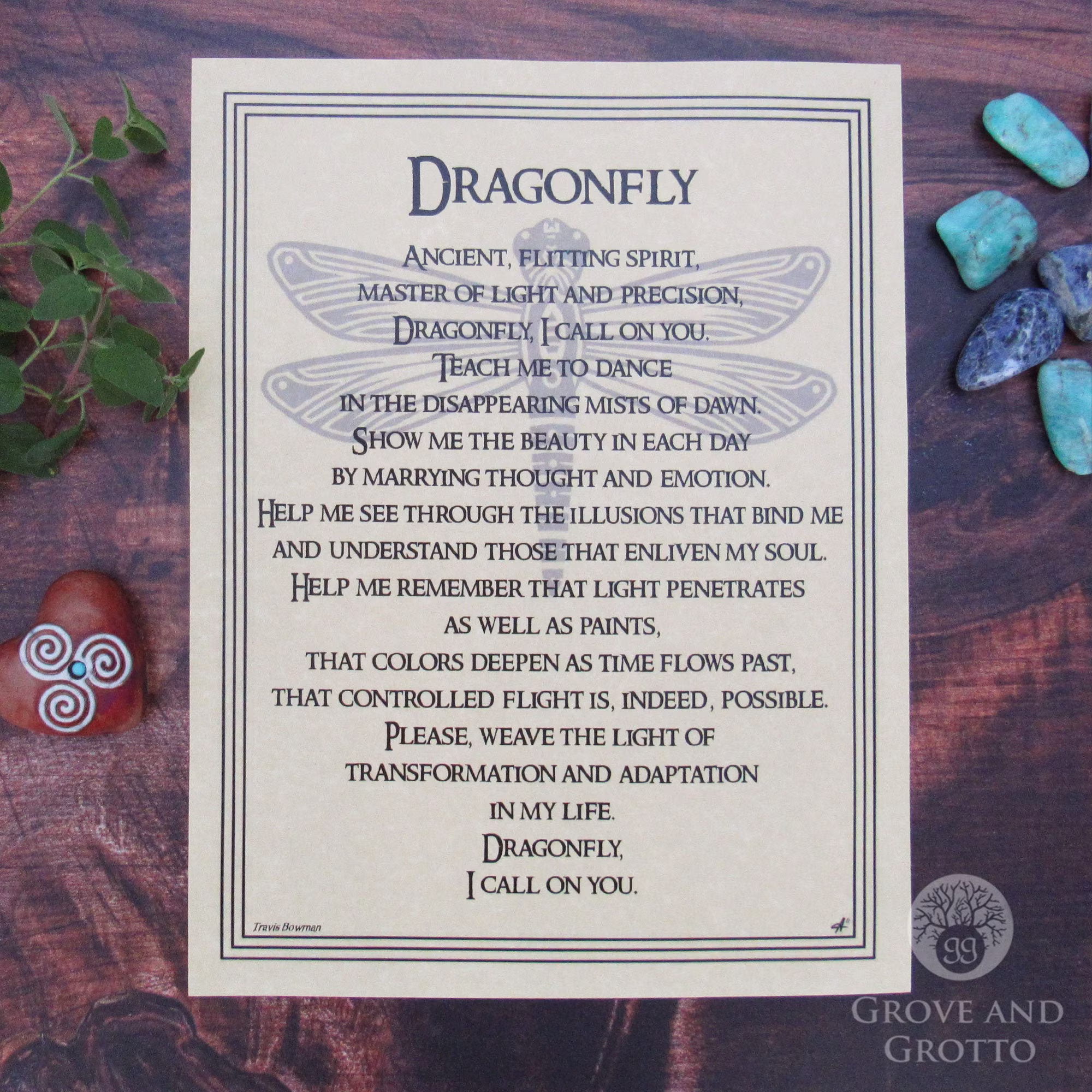 Dragonfly Prayer Parchment Poster | 8.5" X 11