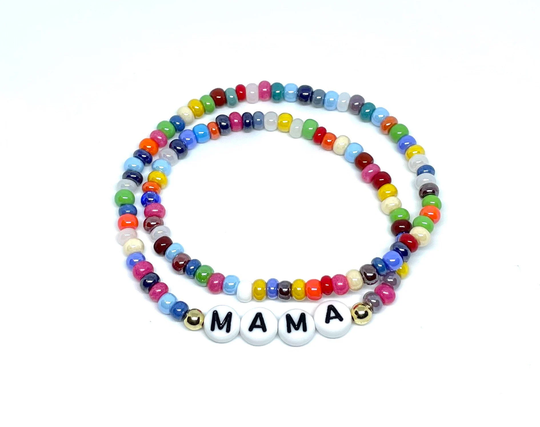 Seed Bead Wrap Bracelet | Mama Custom Word Initial Seed Jewelry Friendship Bracelets