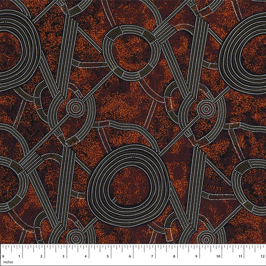 Australian Aboriginal Fabric Bush Plum Red By Gracie Morton For M&s Textiles