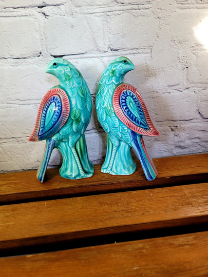 Vintage Peacock Salt & Pepper Shakers Set, Made in Japan