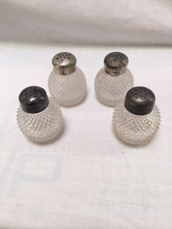 Antique Cut Glass Salt & Pepper Shakers | Group Of 4