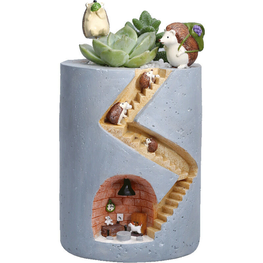 Monly - Creative Resin Flower Pots Rural Garden Plant Decoration Hedgehog